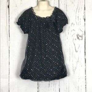 George girls short sleeve black sparkle top
